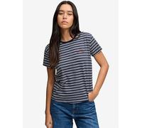 Superdry Essential Logo Striped Fitted T-Shirt, Blue, Size 16, Women Blue