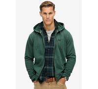 Superdry Essential Logo Washed Zip Hoodie, Dark Green, Size S, Men Dark Green
