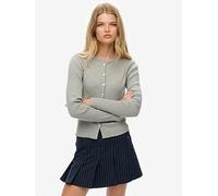 Superdry Essential Ribbed Cardigan, Grey, Size 16, Women Grey