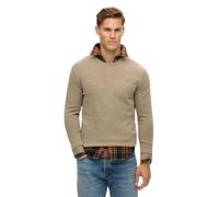 Superdry Essential Slim Fit Crew Jumper Sweater for Men, Light Brown Marl, XL