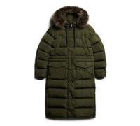 Superdry Everest Faux Fur Longline Jacket Green L Woman