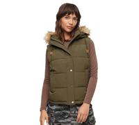 Women's faux fur sleeveless down jacket Superdry Everest Vert S
