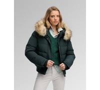 Superdry Everest hooded bomber jacket dark green beige women - XS