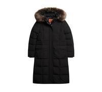 Superdry Everest Longline Puffer Coat Jacket for Women, Jet Black, UK 8