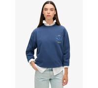 Superdry female Cotton Rich Embroidered Relaxed Sweatshirt - 8 - Dark Blue, Grey,Dark Blue