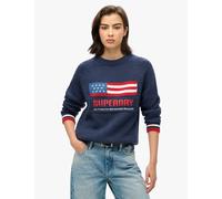 Superdry female Cotton Rich Slogan Crew Neck Relaxed Jumper - 8 - Navy, Navy