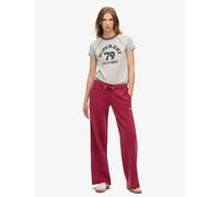 Superdry female Cotton Rich Striped Drawstring Wide Leg Joggers - 16 - Red, Red
