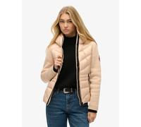 Superdry female Hooded Padded Quilted Jacket - 10 - Beige, Beige,Navy
