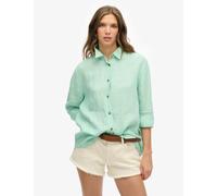Superdry female Linen Rich Collared Shirt - 8 - Green, Pink,Green,Blue,White,Beige