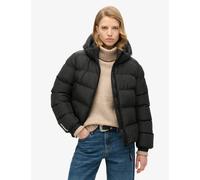 Superdry female Padded Hooded High Neck Puffer Jacket - 10 - Black, Black,White,Green