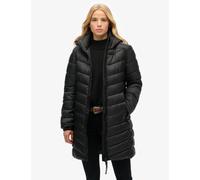 Superdry female Padded Quilted Hooded Longline Jacket - 10 - Black, Black