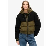 Superdry female Quilted Hooded Bomber Jacket - 10 - Green, White,Green