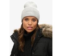 Superdry female Rib Knitted Beanie Hat with Wool - Light Grey, Black,Light Grey,Brown