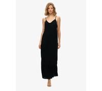 Superdry female Textured Scoop Neck Strappy Maxi Slip Dress - 12 - Black, Black