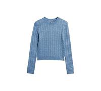 Superdry Fitted Cable Knit Crew Jumper, Wedgewood Blue