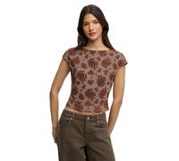 Women's Flocked Mesh T-Shirt Superdry Marron S