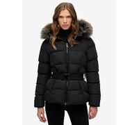 Superdry Fuji Belted Puffer Coat, Black, Size 12, Women Black