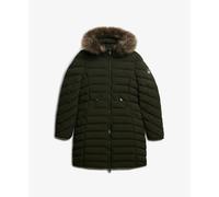 Superdry Fuji Faux Fur Hood Mid Length Jacket Olive