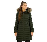 Mid-length hooded puffer jacket with faux fur for women Superdry Vert XS