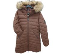 Superdry fuji faux fur mid length jacket Nutmeg