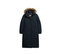 Superdry Fuji Hooded Longline Puffer Jacket for Women, Nordic Chrome Navy, 8