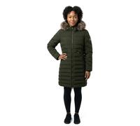 Superdry Fuji Faux Fur Hooded Jacket Dark Green Women - L