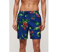 Superdry Hawaiian Print 17" Swim Shorts - Blue, Blue, Size S, Men Blue