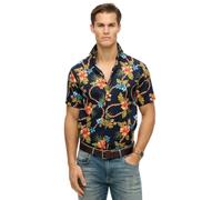 Superdry Men's Hawaiian Print Short Sleeved Shirt, Blue