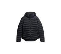 Fuji Sport Quilted Padded Jacket with Embroidered Logo and Hood Dark Blue