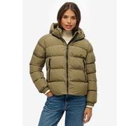 Superdry Hooded Sports Puffer Jacket - Khaki Green, Green, Size 16, Women Green