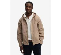 Superdry Hooded Washed Twill Jacket, Beige, Size L, Men Beige