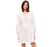 Superdry Women's Ibiza Glitter Tiered Long Sleeve Mini Dress, wool white, 18