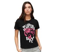 Superdry Indigo Workwear Cap Lo-fi Rock Graphic Fitted Short Sleeve T-shirt Pink L Women