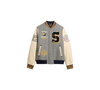 Superdry, JACKET COLLEGE PATCHED BOMBER JACKET, M5012082A, Grey Marl, M, MAN, ADULT