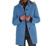 superdry jacket women,raincoat women,Womens Coats Winter UK Fashion Wool Blend Single Breasted Parka Jackets Causal Lapel Medium Length Trench Coat Oversized Overcoat Pockets,winter,Sky Blue S