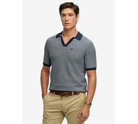 Superdry Johnny Collar Knitted Short Sleeve Polo Grey M Men