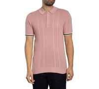 Knitted Texture Polo Shirt Grey Pink M