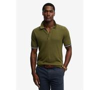 Superdry Knitted Texture Short Sleeve Polo, Green, Size M, Men Green