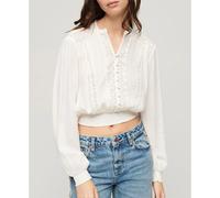 Superdry Lace Trim Smocked Long Sleeve Blouse