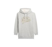 Superdry Ladies Luxe Metallic Logo Hooded Dress, Pumice Stone Beige Mottled, 14