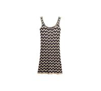 Superdry Ladies Mini Knit Dress with Zig Zag Pattern, navy blue gold zigzag stripes, 14