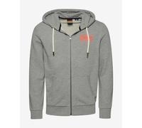 Superdry Logo Vintage Neon Full Zip Hoodie Grey Orange - S