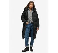 Superdry Longline Hooded Padded Jacket, Black, Size 16, Women Black