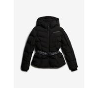 Superdry Luxe Belted Padded Hooded Jacket Black Women - M