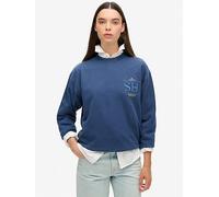 Superdry Luxe Metallic Loose Sweatshirt- Blue, Blue, Size 14, Women Blue