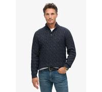 Superdry male Cable Button Neck Jumper - Navy, Navy