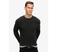 Superdry male Pure Cotton Textured Crew Neck Jumper - XXL - Black, Black