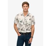 Superdry male Relaxed Fit Cotton Linen Hawaiian Shirt - White Mix, White Mix