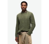 Superdry male Wool Blend Cable Crew Neck Jumper - Green, Green