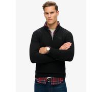 Superdry male Wool Blend Cable V-Neck Half Zip Jumper - Black, Black,Navy,Green,Dark Blue,Blue,Dark Grey,Grey,Orange